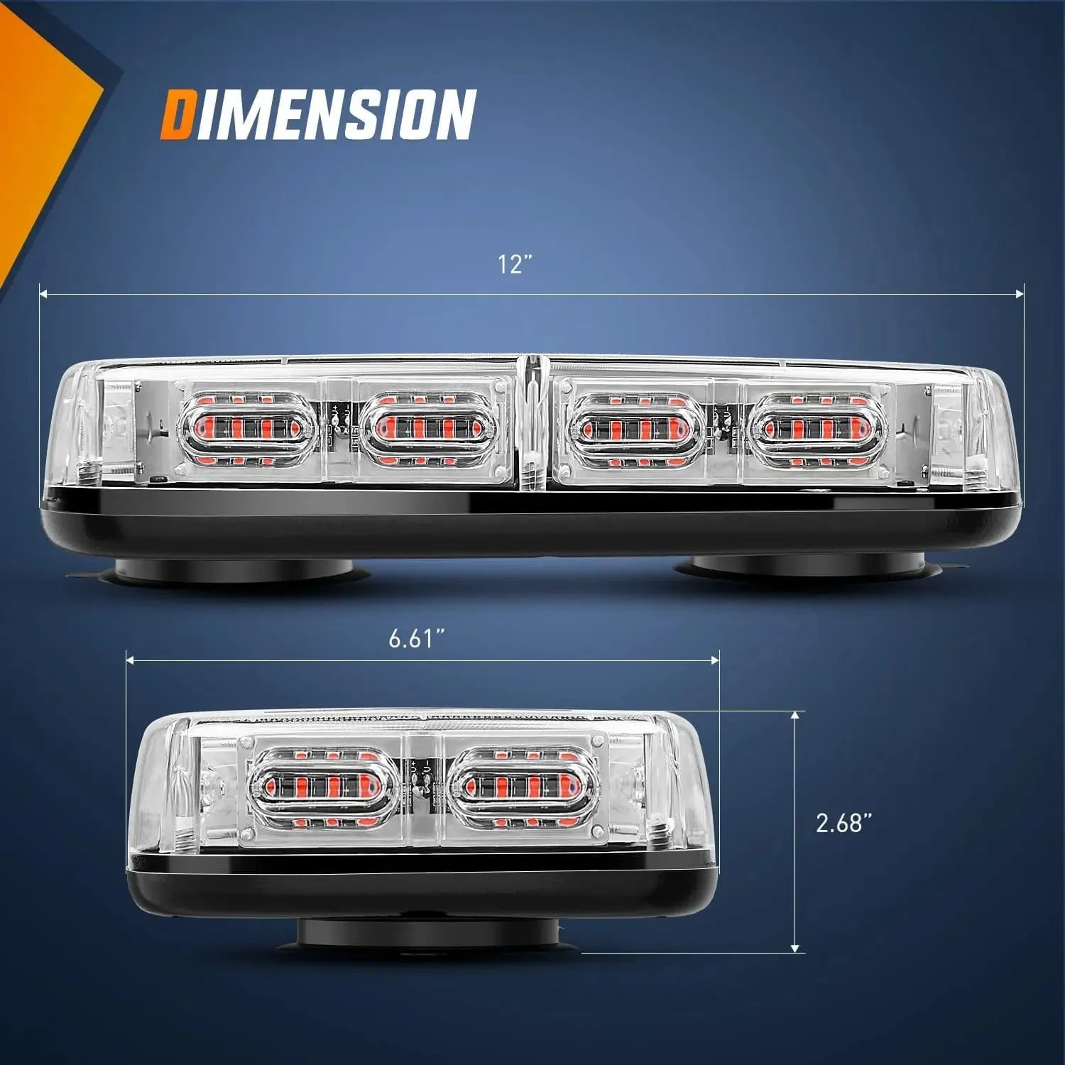 12 Inch 48 Leds Roof Top Red Emergency Strobe Light