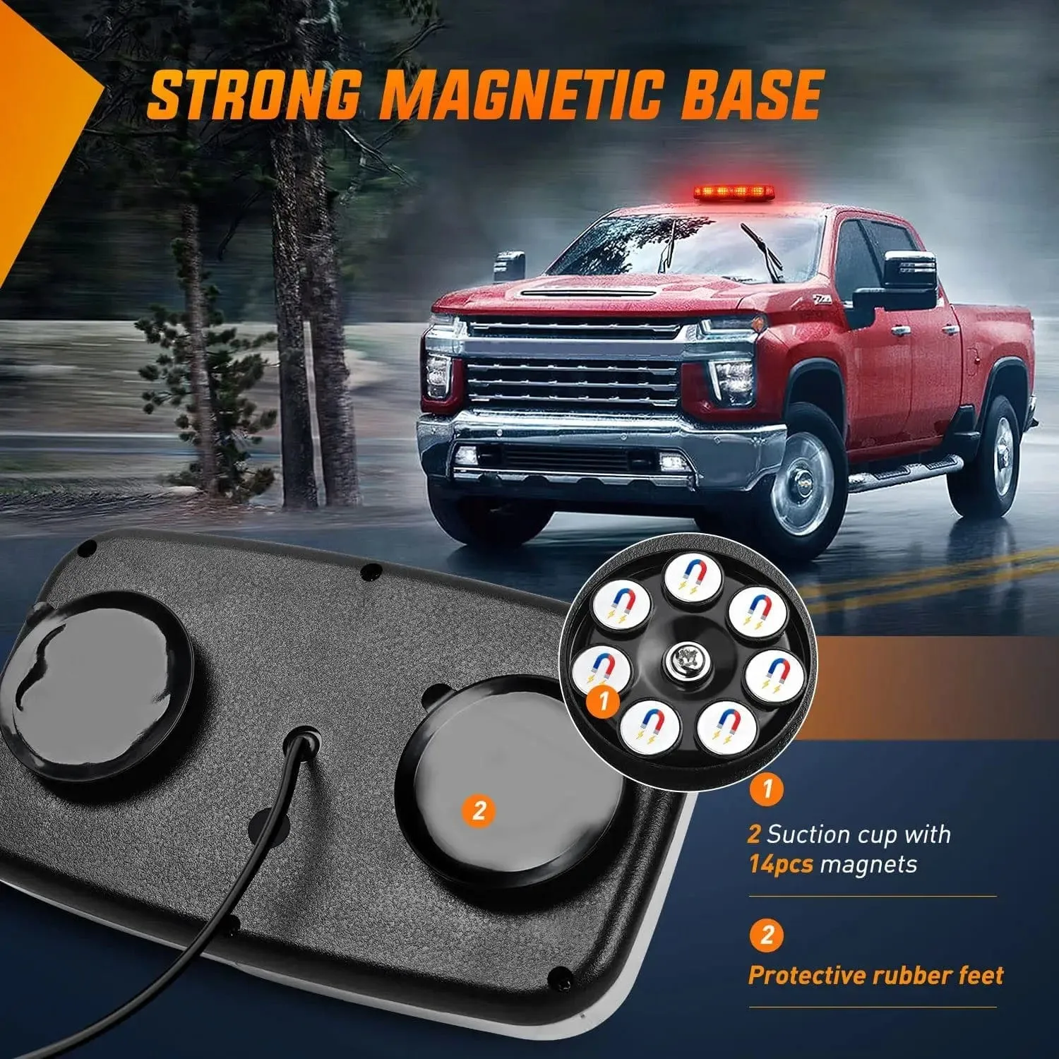 12 Inch 48 Leds Roof Top Red Emergency Strobe Light