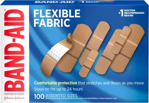 Band-Aid Brand Flexible Fabric Adhesive Bandages for Wound Care & First Aid, Assorted Sizes, 100 ct