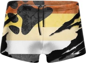 Bear Pride Flag Men Swimwear Basic Long Swim Boxer Trunks Board Shorts Swimsuits Black