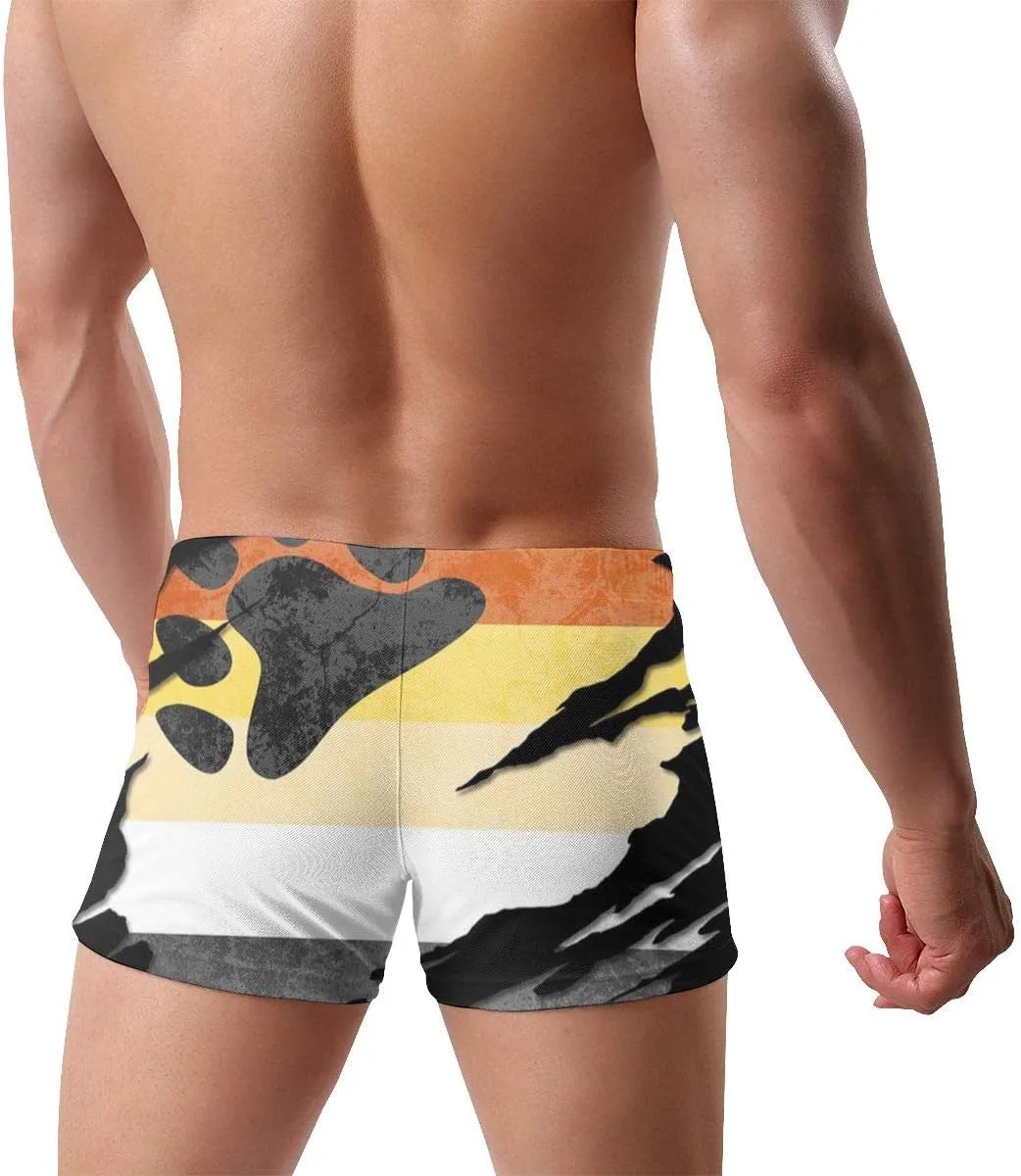 Bear Pride Flag Men Swimwear Basic Long Swim Boxer Trunks Board Shorts Swimsuits Black