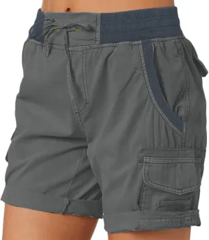 Cargo Shorts for Women Hiking High Waisted Summer Y2k Shorts Drawstring Bermuda Pull On Short Pants with Pockets