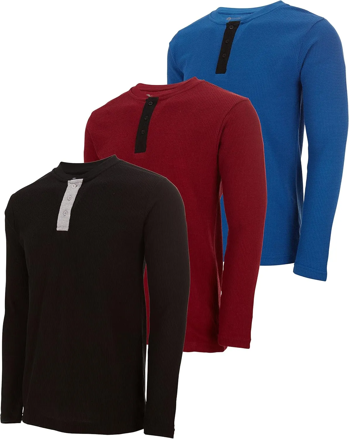 DARESAY 3 Pack: Thermal Long Sleeve Tee Shirt for Men- Henley & Crew Long Sleeve Shirts for Men  Mens Long Sleeve T Shirts
