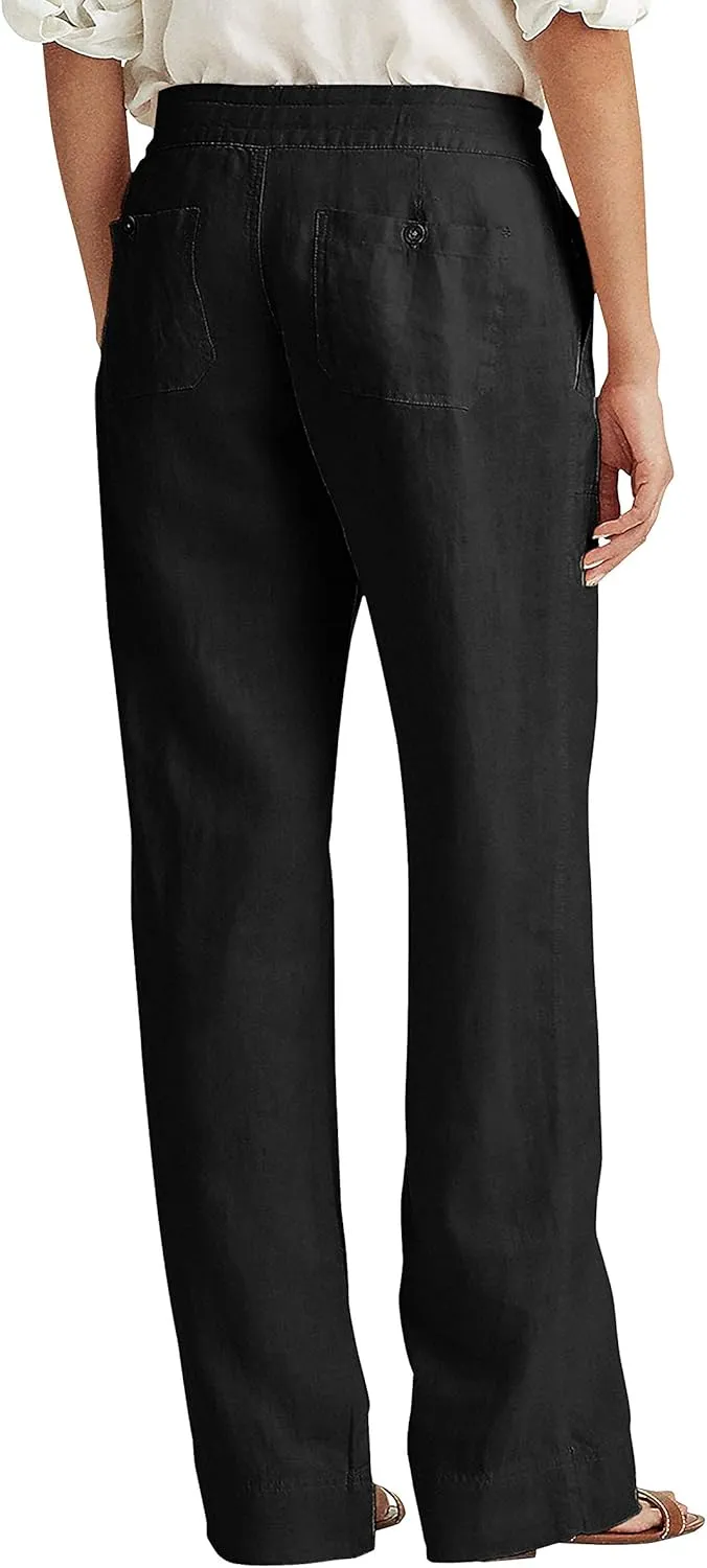 Hat and Beyond Womens Premium Soft Linen Shorts & Pants Relaxed Fit Comfort Resort Wear Boho Beach Coverup Style