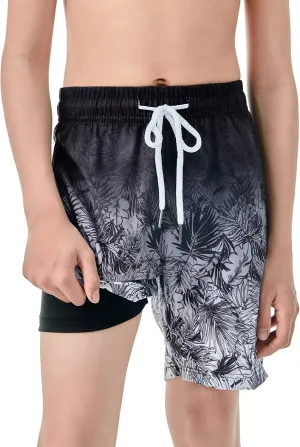 IRELIA Boys Swim Trunks with Boxer Brief Liner Compression Swimming Shorts Quick Dry Swimwear