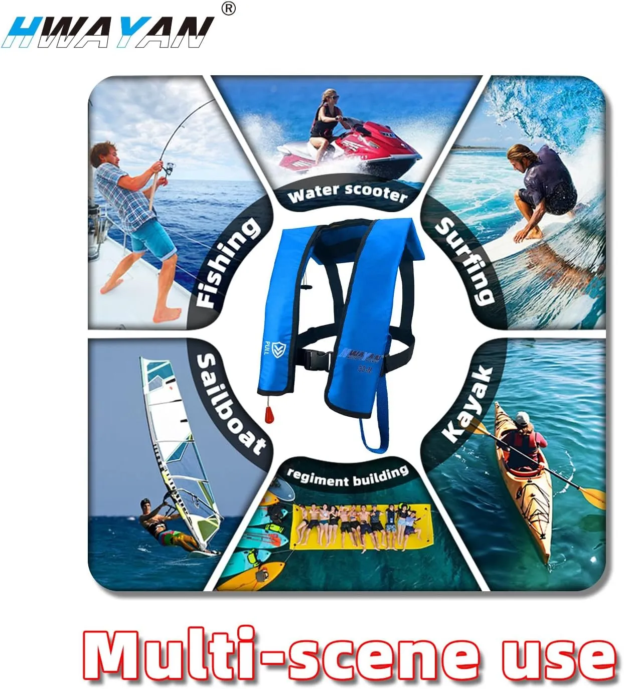 Light Inflatable Life Protective Clothing Basic Automatic/Manual Life Jacket (607 Blue Manual)