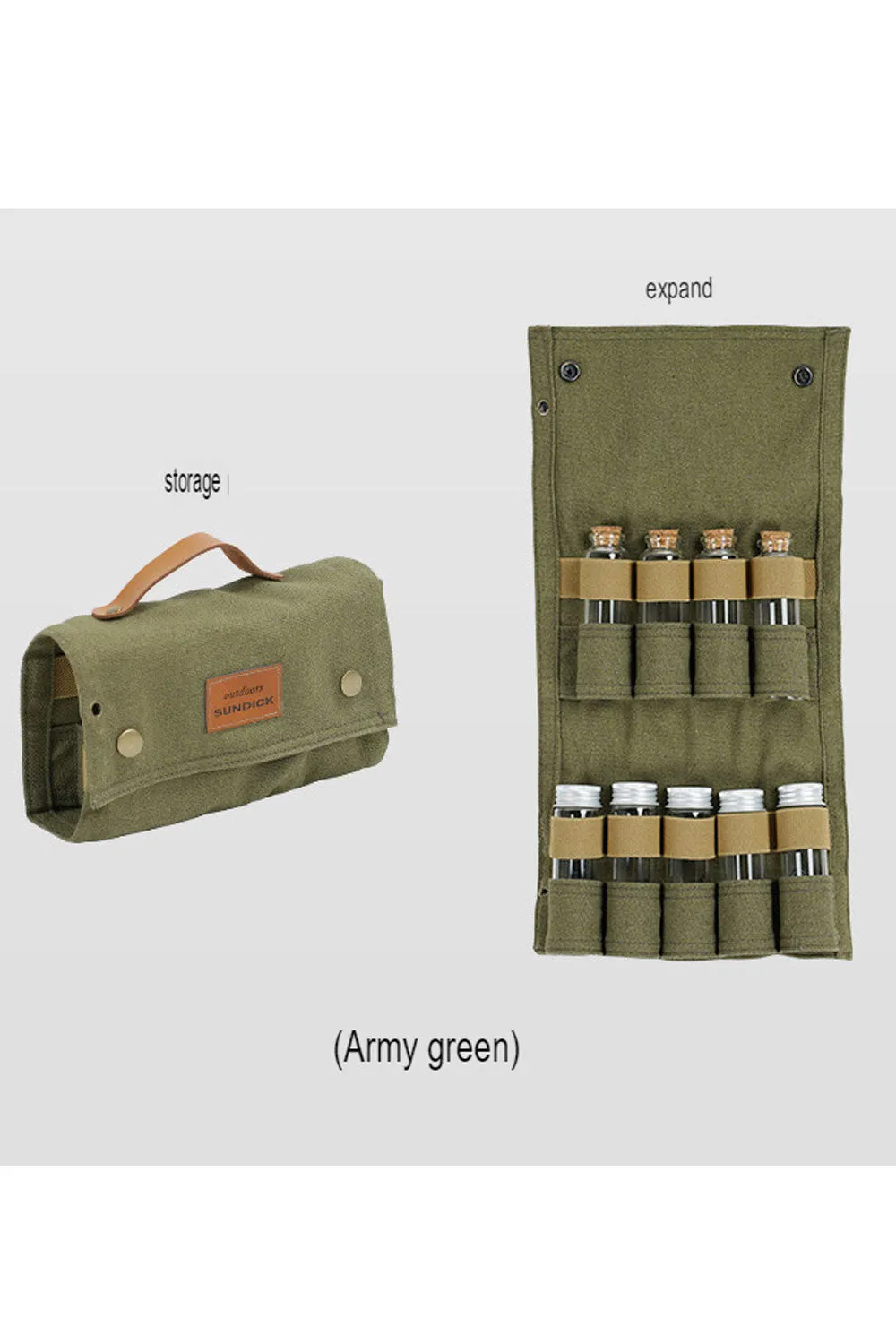 Mountain customer camping seasoning bottle storage bag glass seasoning bottle barbecue seasoning bottle combination set canvas bag