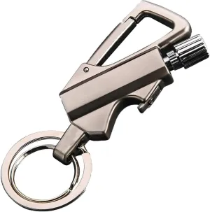 Multi Function Keychain Bottle Opener, Reusable Survival Fire Starter Lighter, Kerosene Rechargeable Lighter, Best Gift Ideas and Emergency Survival Gear (Color : Silver)
