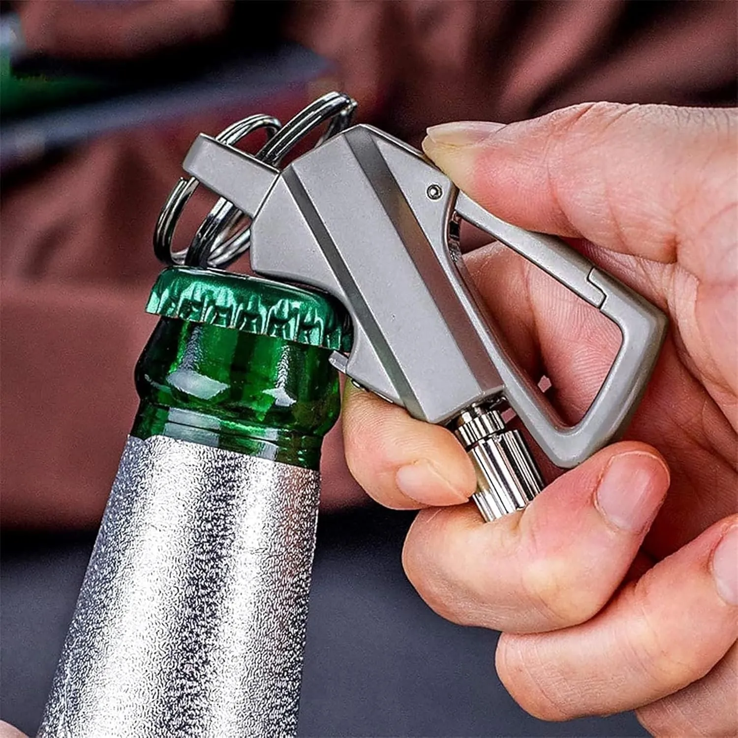 Multi Function Keychain Bottle Opener, Reusable Survival Fire Starter Lighter, Kerosene Rechargeable Lighter, Best Gift Ideas and Emergency Survival Gear (Color : Silver)