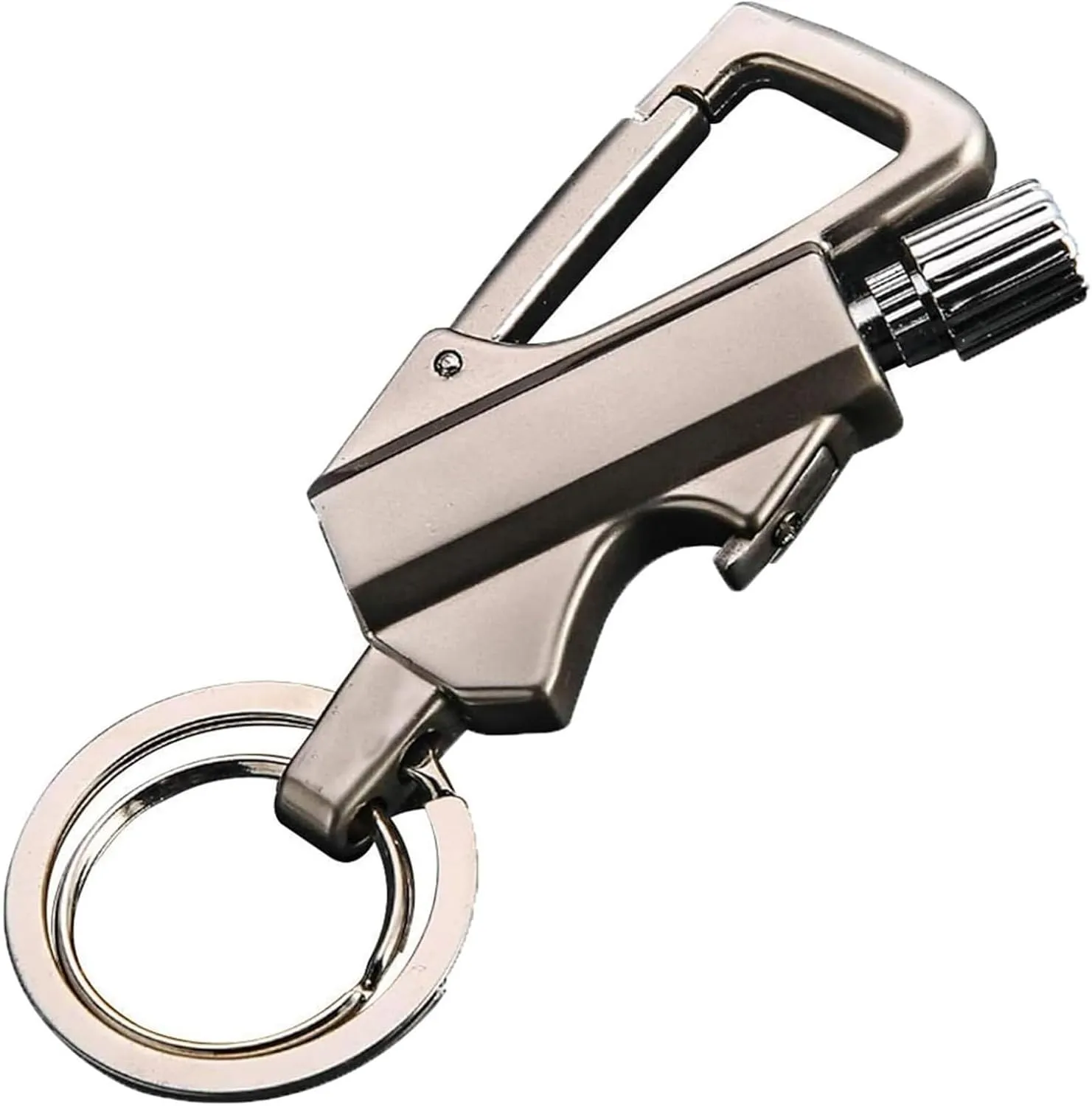 Multi Function Keychain Bottle Opener, Reusable Survival Fire Starter Lighter, Kerosene Rechargeable Lighter, Best Gift Ideas and Emergency Survival Gear (Color : Silver)