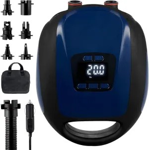 Paddle Board Pump, SUP Electric Pump, Intelligent Dual Stage Inflation & Auto-Off Feature, Deflation Function, 12V DC Car Connector, for Inflatables, Kayaks and Boats, Blue
