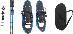 Portable Snowboard and Snowshoes for Skiing, Adjustable Trekking Poles, Anti-Slip Claws, Lightweight Aluminum Frame, Up to 220lbs Load Capacity, Comfortable