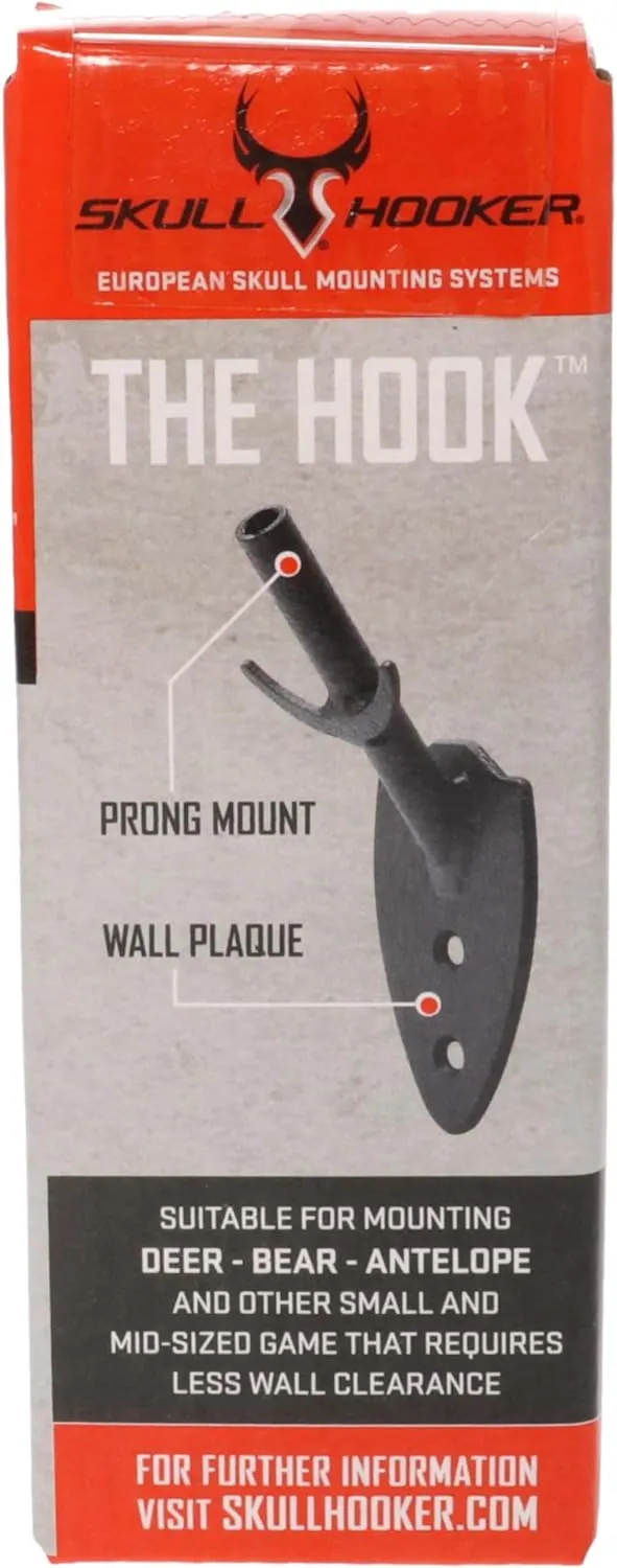Skull Hooker Powder-Coated Steel Big Game Hook Flush Display Wall Mount, Mounts Bear, Deer & Antelope Specie Skulls