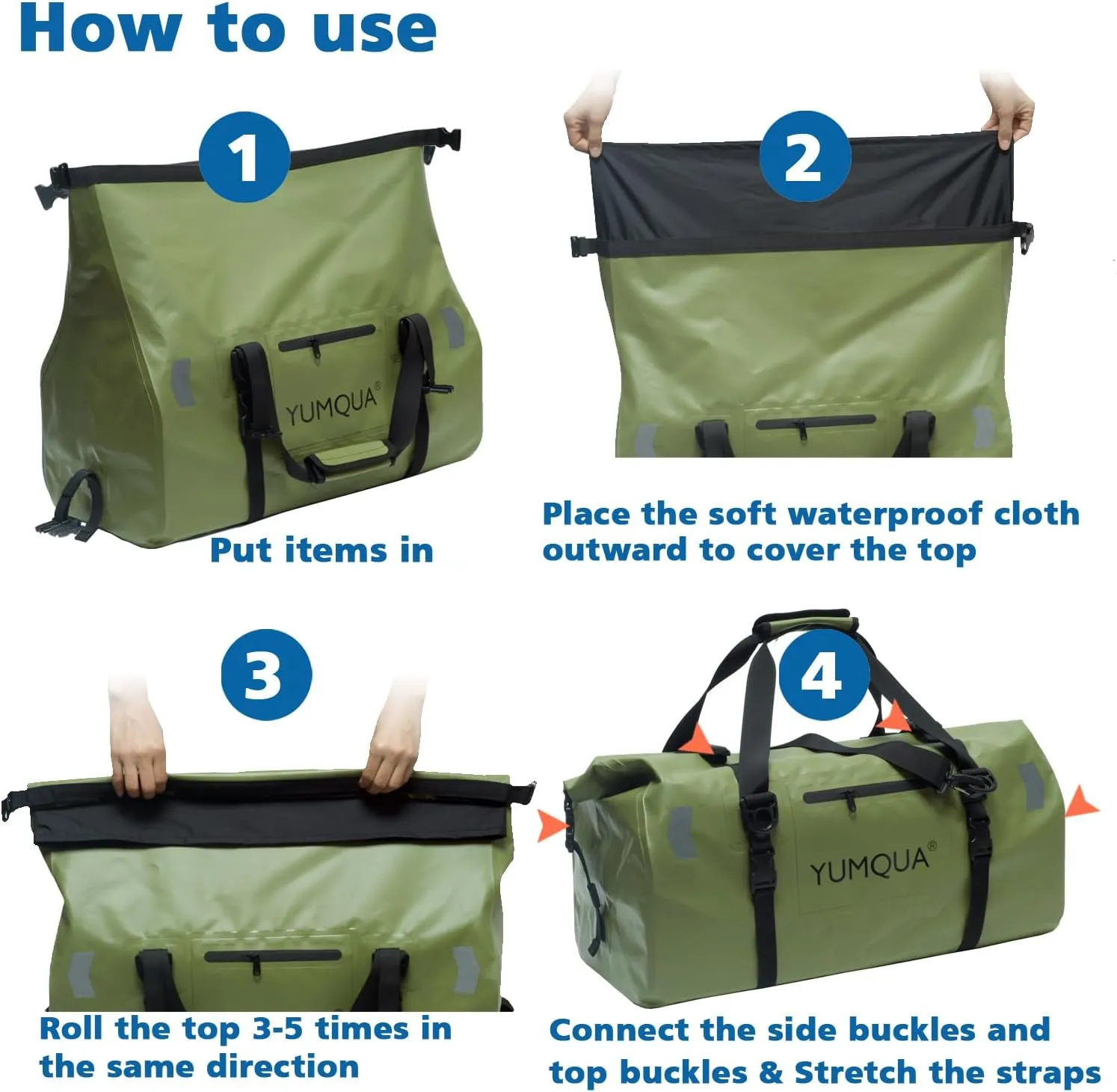 Waterproof Duffel Bag, Large Duffle Bag for Travel Heavy Duty Dry Bag with Durable Strap & Handle for Outdoor Motorcycle Boating Rafting Kayaking Paddleboarding