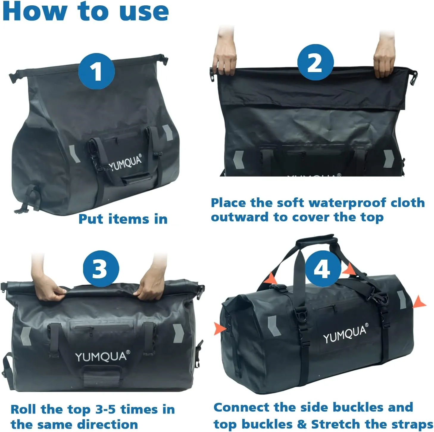 Waterproof Duffel Bag, Large Duffle Bag for Travel Heavy Duty Dry Bag with Durable Strap & Handle for Outdoor Motorcycle Boating Rafting Kayaking Paddleboarding