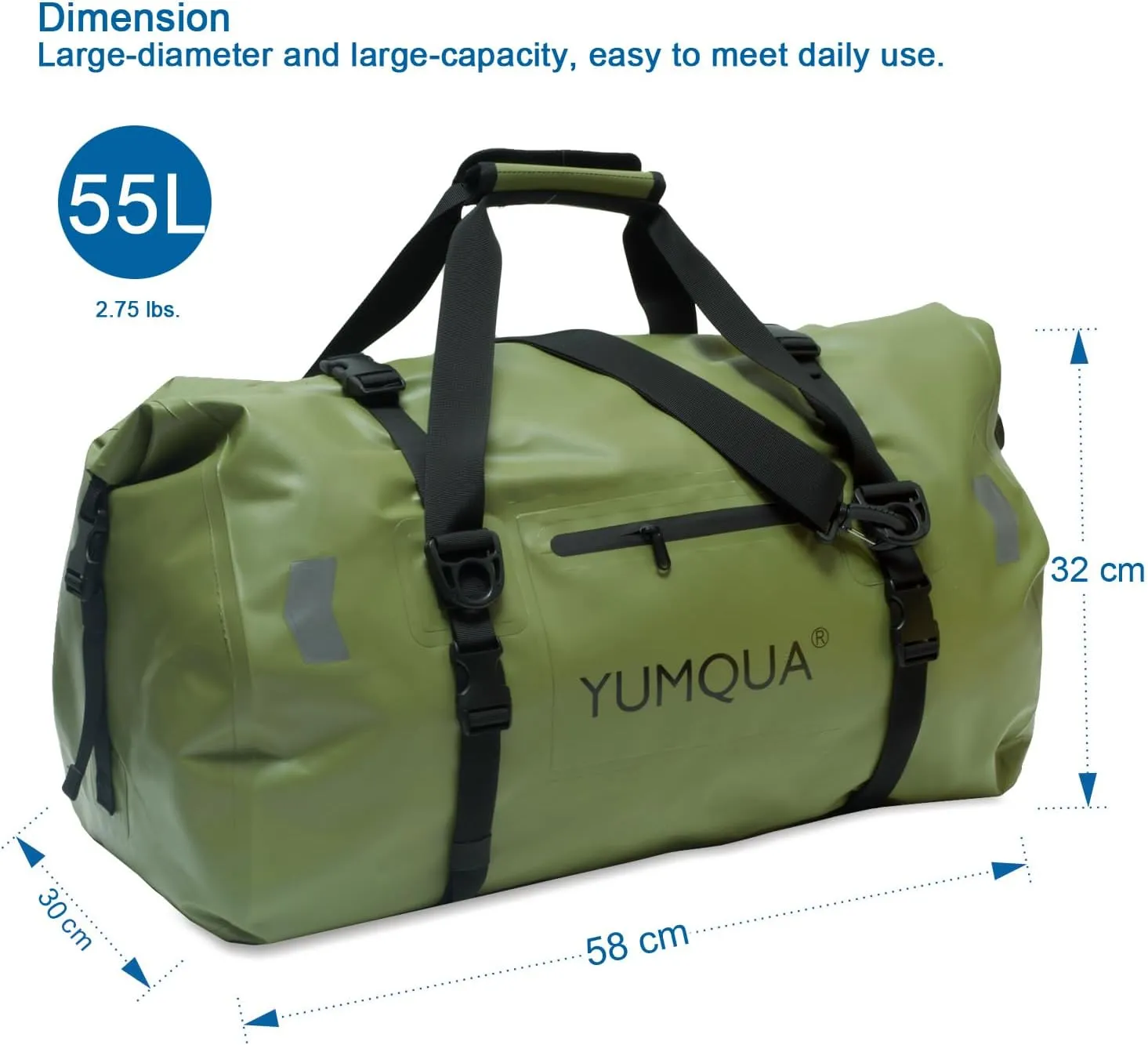 Waterproof Duffel Bag, Large Duffle Bag for Travel Heavy Duty Dry Bag with Durable Strap & Handle for Outdoor Motorcycle Boating Rafting Kayaking Paddleboarding