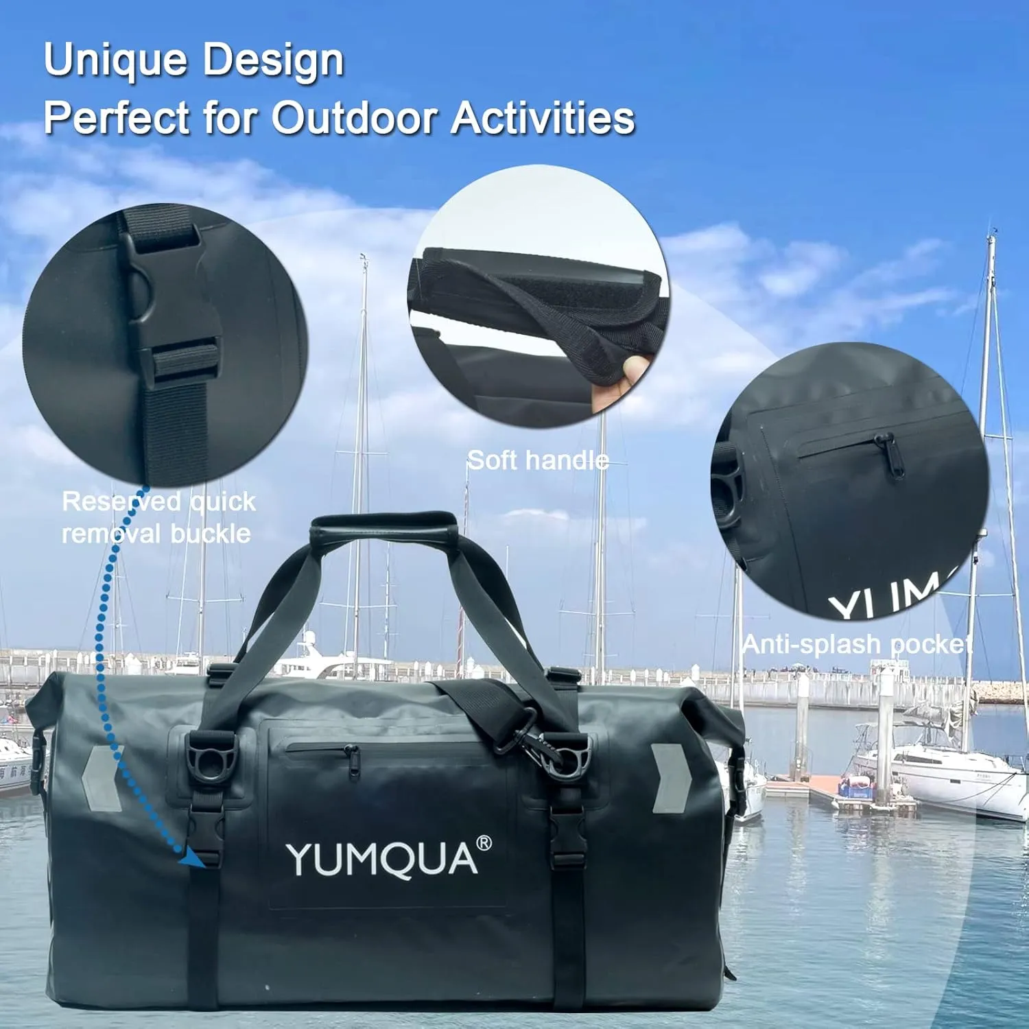 Waterproof Duffel Bag, Large Duffle Bag for Travel Heavy Duty Dry Bag with Durable Strap & Handle for Outdoor Motorcycle Boating Rafting Kayaking Paddleboarding