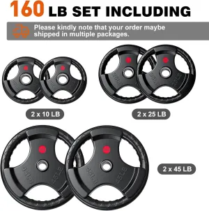 XDDIAS Rubber Weight Plates for Barbell, 2-Inch Olympic Grip Plate for Strength Training, Weightlifting and Bodybuilding in Home & Gym, Solid Cast Iron Weight Plates Pair and Sets(2.5/5/10/25/35/45)